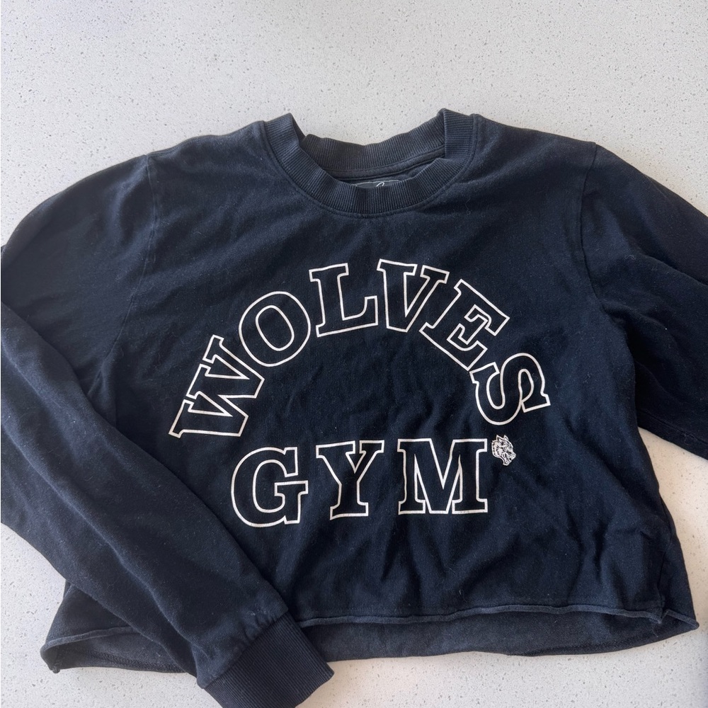 Darc sport Wolves Gym Black Cropped long sleeve t shirt
